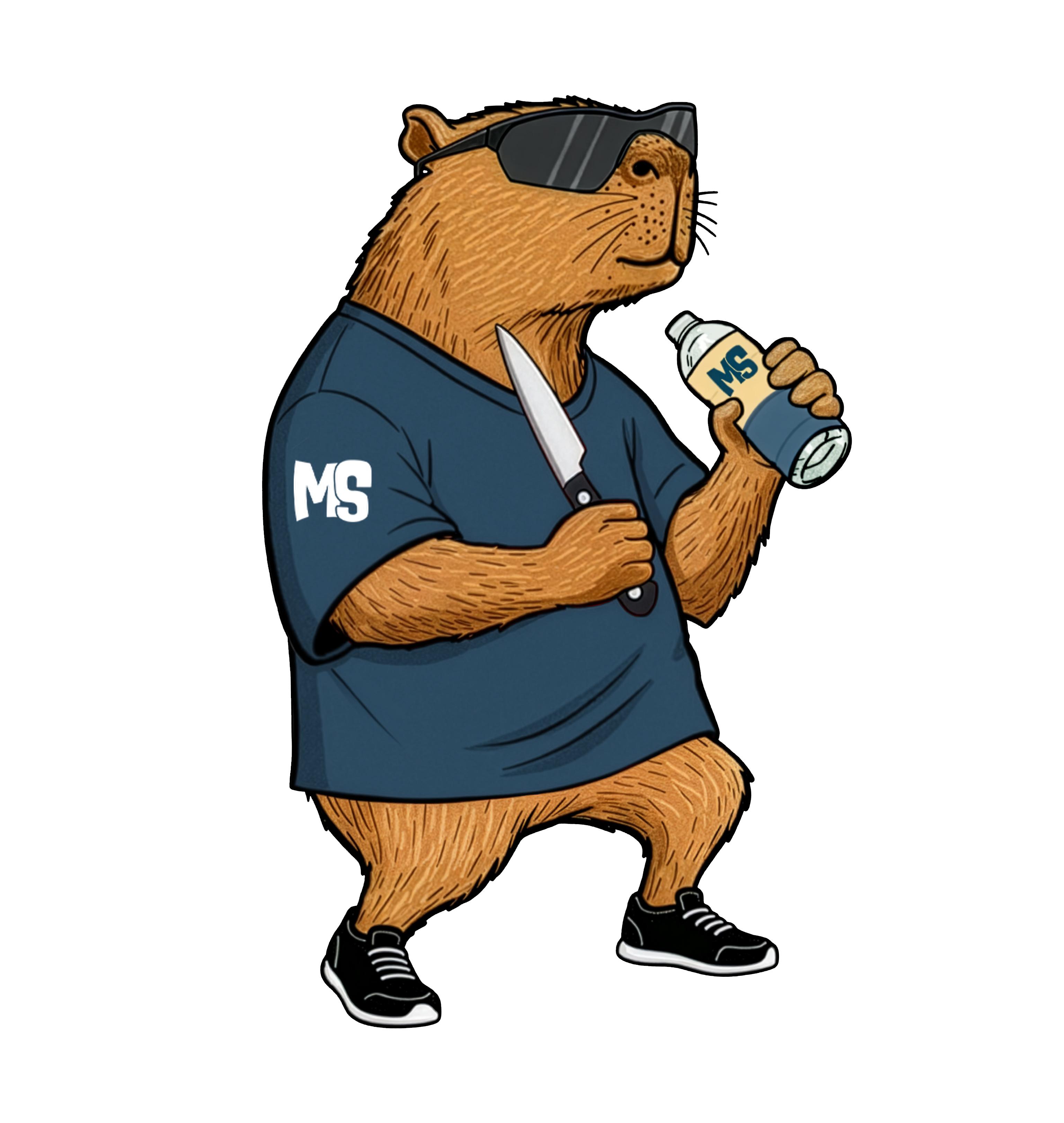 Mascote Mata Sede, a capivara da marca